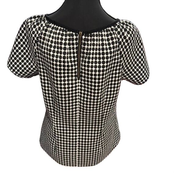 Worthington Retro Polka Dot Black White Short Sleeve Top (M) - Picture 5 of 7